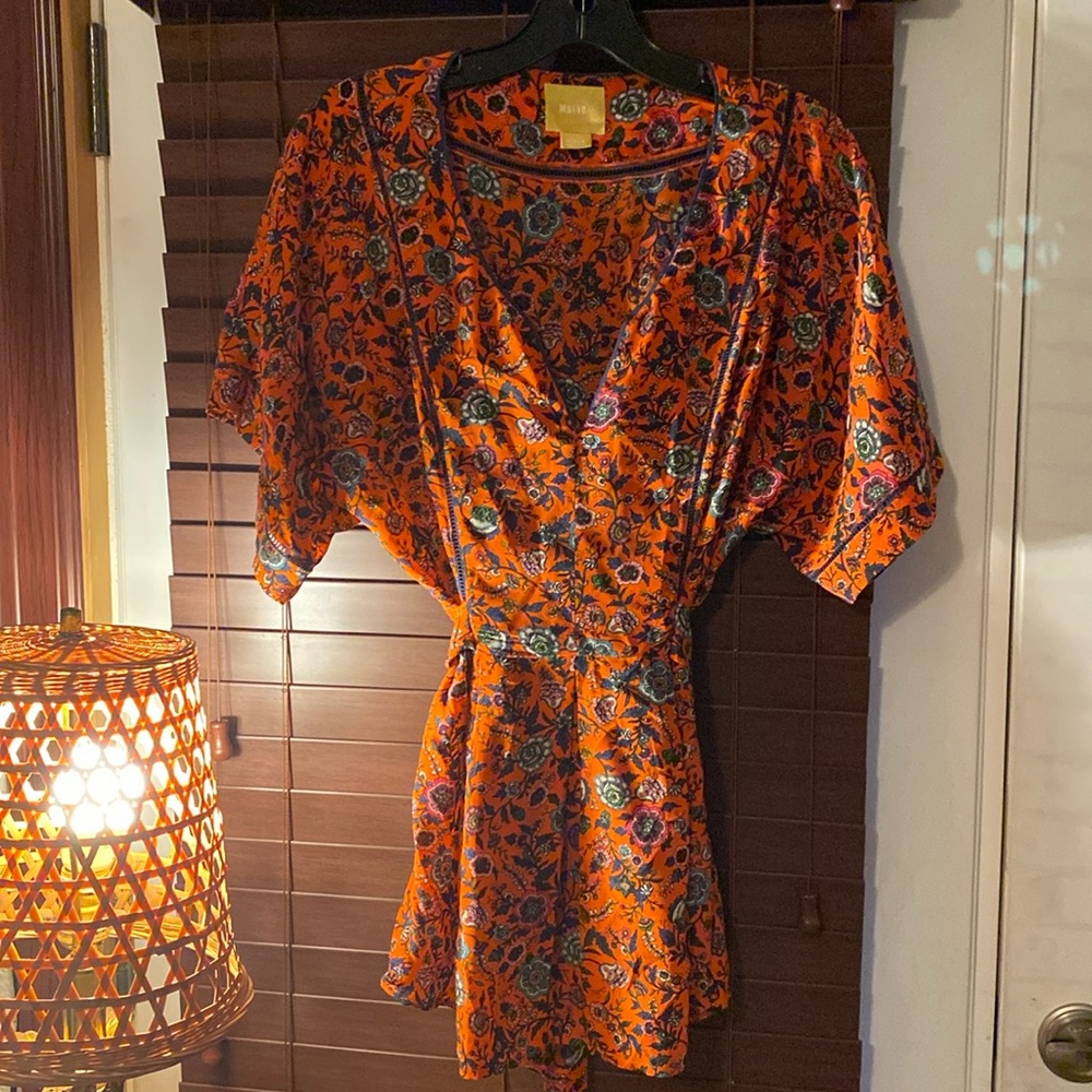 Maeve Floral Tie-Back Silk Top Anthropologie